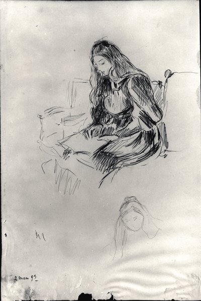 Julie Manet (1878-1966) leyendo, 2 de marzo de 1893 de Berthe Morisot